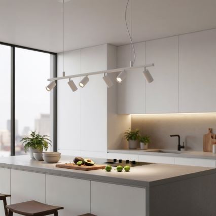 Ideal Lux - Lampadario LED a sospensione con filo DYNAMITE 6xGU10/7W/230V CRI 90 bianco