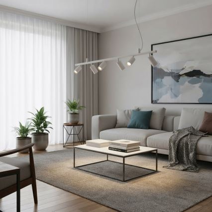 Ideal Lux - Lampadario LED a sospensione con filo DYNAMITE 6xGU10/7W/230V CRI 90 bianco