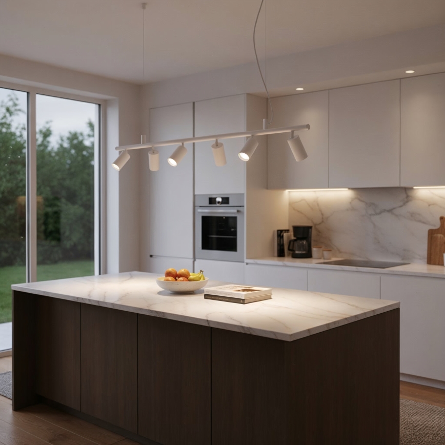 Ideal Lux - Lampadario LED a sospensione con filo DYNAMITE 6xGU10/7W/230V CRI 90 bianco