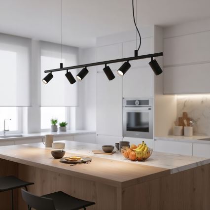 Ideal Lux - Lampadario LED a sospensione con filo DYNAMITE 6xGU10/7W/230V CRI 90 nero