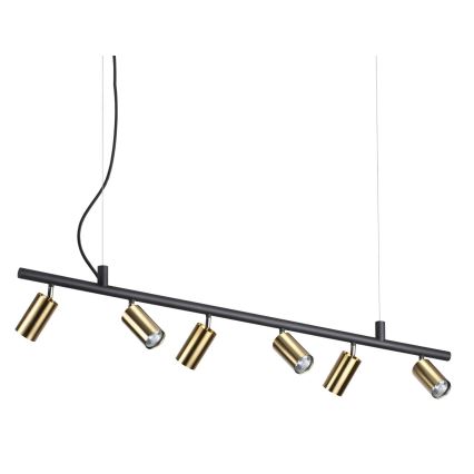 Ideal Lux - Lampadario LED a sospensione con filo DYNAMITE 6xGU10/7W/230V CRI 90 nero/ottone