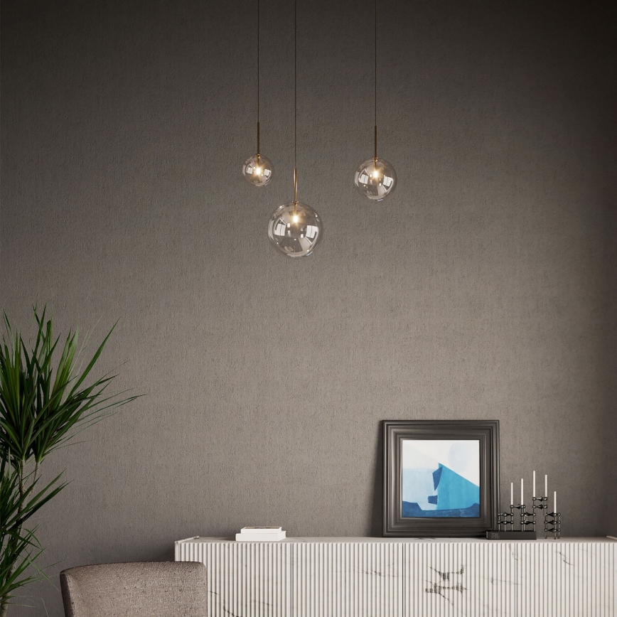 Ideal Lux - Lampadario LED a sospensione con filo EQUINOXE 1xG4/2W/230V diametro 15 cm ottone/fumé