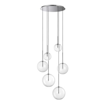 Ideal Lux - Lampadario LED a sospensione con filo EQUINOXE 6xG4/2W/230V diametro 65 cm cromo lucido/limpido