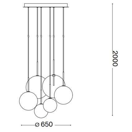 Ideal Lux - Lampadario LED a sospensione con filo EQUINOXE 6xG4/2W/230V diametro 65 cm ottone/fumé