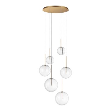 Ideal Lux - Lampadario LED a sospensione con filo EQUINOXE 6xG4/2W/230V diametro 65 cm ottone/limpido
