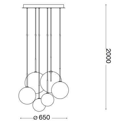 Ideal Lux - Lampadario LED a sospensione con filo EQUINOXE 6xG4/2W/230V diametro 65 cm ottone/limpido