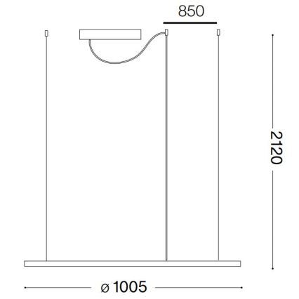 Ideal Lux - Lampadario LED a sospensione con filo HULAHOOP LED/46W/230V 3000K diametro 100 cm CRI 90 bianco