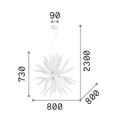 Ideal Lux - Lampadario LED a sospensione con filo LEAVES 12xG9/3W/230V diametro 80 cm bianco