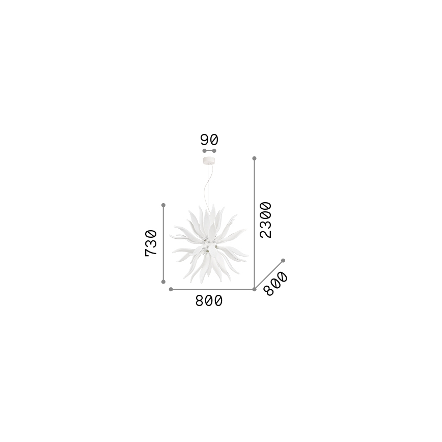 Ideal Lux - Lampadario LED a sospensione con filo LEAVES 12xG9/3W/230V diametro 80 cm bianco