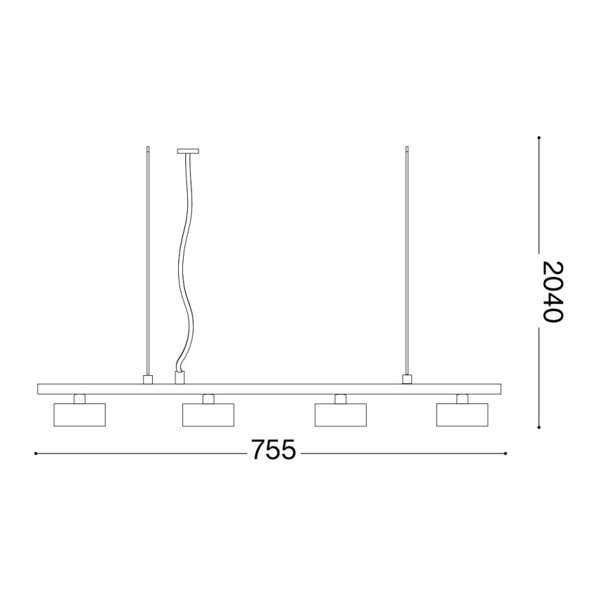 Ideal Lux - Lampadario LED a sospensione con filo MINOR 4xGX53/9W/230V 75,5 cm nero