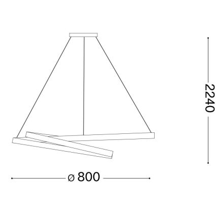 Ideal Lux - Lampadario LED a sospensione con filo OZ LED/52W/230V diametro 80 cm CRI 90 nero