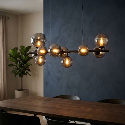 Ideal Lux - Lampadario LED a sospensione con filo PERLAGE 10xG9/3W/230V 81 cm nero/fumé