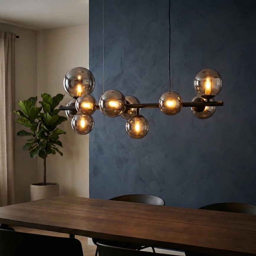 Ideal Lux - Lampadario LED a sospensione con filo PERLAGE 10xG9/3W/230V 81 cm nero/fumé