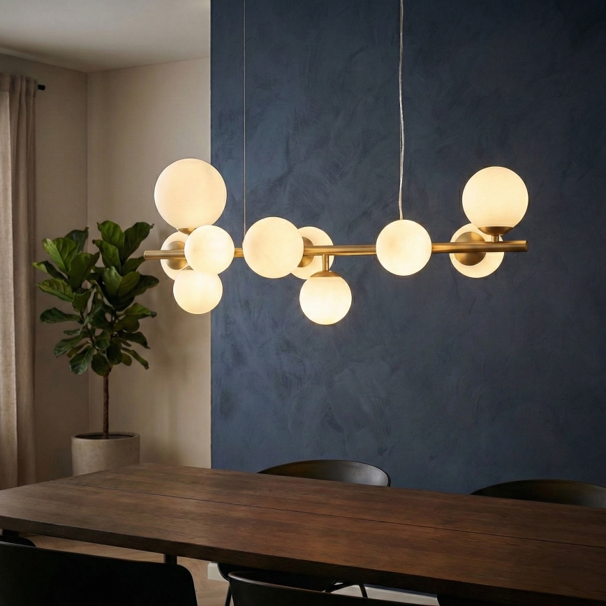 Ideal Lux - Lampadario LED a sospensione con filo PERLAGE 10xG9/3W/230V 81 cm oro/bianco