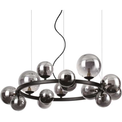 Ideal Lux - Lampadario LED a sospensione con filo PERLAGE 14xG9/3W/230V diametro 85 cm nero/fumé