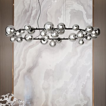 Ideal Lux - Lampadario LED a sospensione con filo PERLAGE 30xG9/3W/230V 143 cm nero/fumé