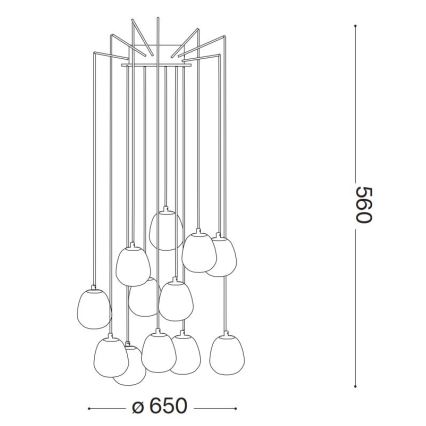Ideal Lux - Lampadario LED a sospensione con filo RHAPSODY 12xG9/3W/230V ottone
