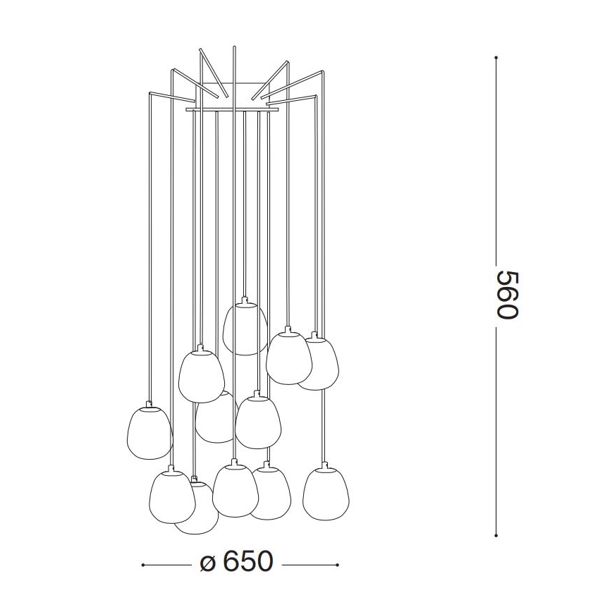 Ideal Lux - Lampadario LED a sospensione con filo RHAPSODY 12xG9/3W/230V ottone
