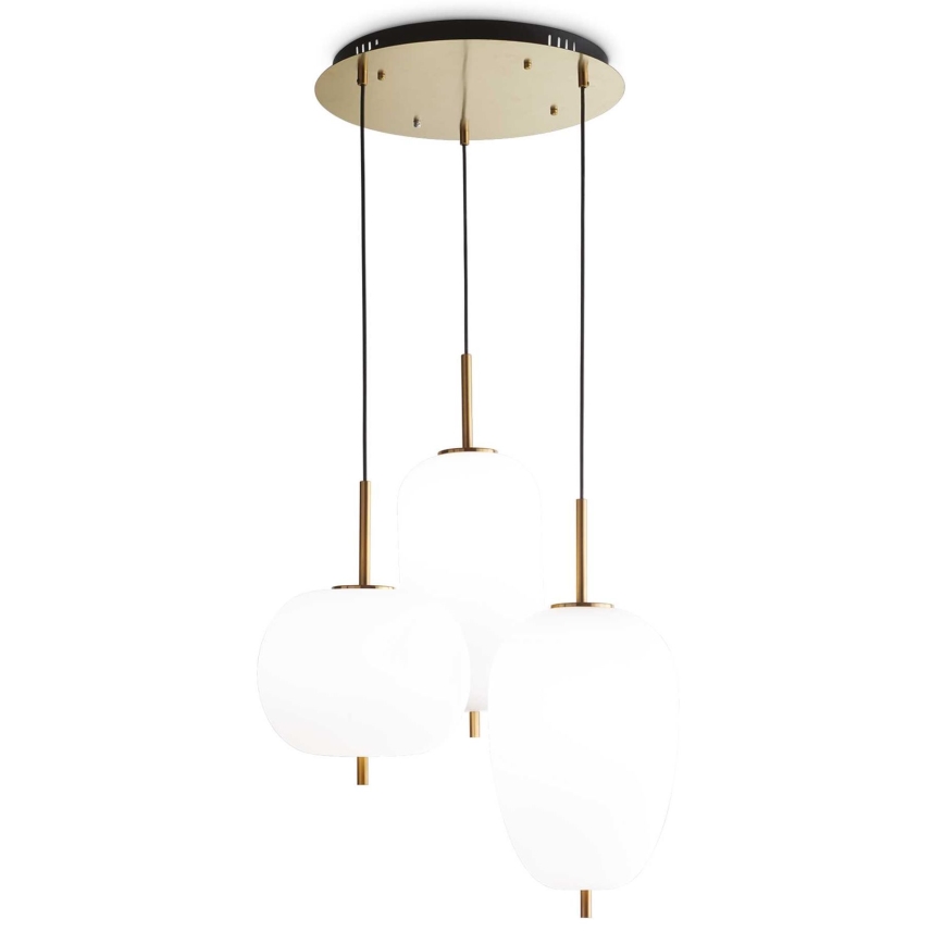 Ideal Lux - Lampadario LED a sospensione con filo UMILE LED/55W/230V diametro 60 cm CRI 90 ottone/bianco