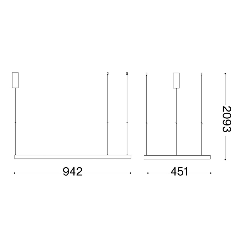 Ideal Lux - Lampadario LED a sospensione con filo WAVES LED/37W/230V CRI 90 nero