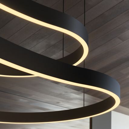 Ideal Lux - Lampadario LED a sospensione con filo WAVES LED/54W/230V CRI 90 nero