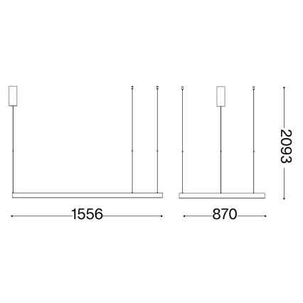 Ideal Lux - Lampadario LED a sospensione con filo WAVES LED/54W/230V CRI 90 nero