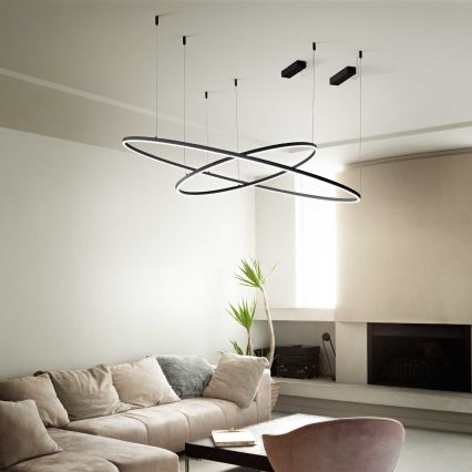 Ideal Lux - Lampadario LED sospeso con cavo ORACLE LED/53W/230V 3000K CRI 90 Ø 90 cm nero
