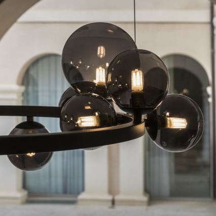 Ideal Lux - Lampadario LED a sospensione su cavi PERLAGE 14xG9/3W/230V Ø 85 cm nero/nero fumé