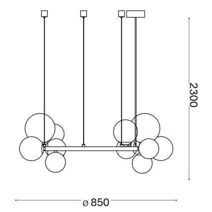 Ideal Lux - Lampadario LED a sospensione su cavi PERLAGE 14xG9/3W/230V Ø 85 cm nero/nero fumé