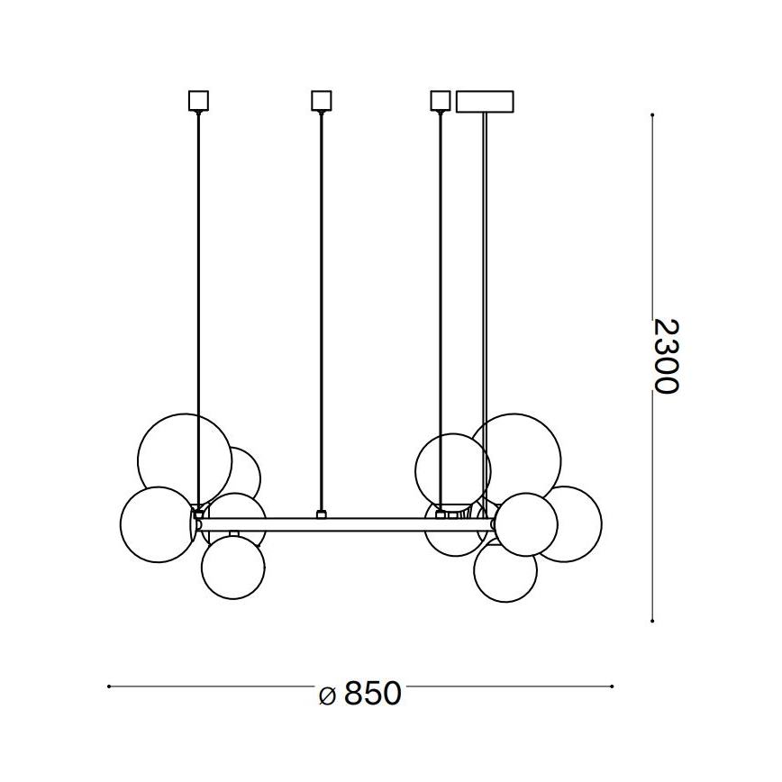 Ideal Lux - Lampadario LED a sospensione su cavi PERLAGE 14xG9/3W/230V Ø 85 cm nero/nero fumé