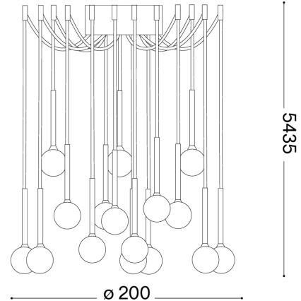 Ideal Lux - Lampadario LED a sospensione su cavi LUCCIOLA 16xLED/16W/230V CRI 90, design a ragno, finitura ottone