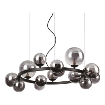 Ideal Lux - Lampadario LED a sospensione su cavi PERLAGE 14xG9/3W/230V Ø 85 cm nero/nero fumé