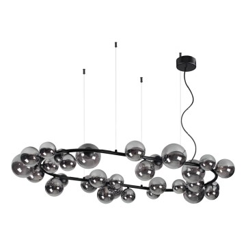 Ideal Lux - Lampadario LED a sospensione su cavi PERLAGE 30xG9/3W/230V 143 cm nero/nero fumé