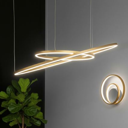 Ideal Lux - Lampadario LED a cavo ORACLE SLIM LED/37W/230V 3000K CRI 90 diam. 70 cm dorato