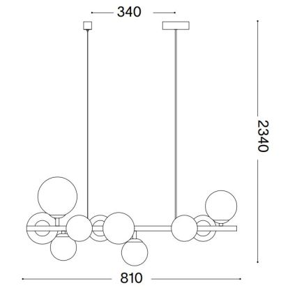 Ideal Lux - Lampadario LED a sospensione su cavo PERLAGE 10x G9/3W/230V 81 cm nero/fumé