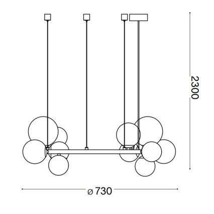 Ideal Lux - Lampadario LED a sospensione su cavo PERLAGE 11xG9/3W/230V Ø 73 cm oro/beige fumé