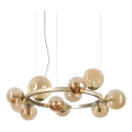 Ideal Lux - Lampadario LED a sospensione su cavo PERLAGE 11xG9/3W/230V Ø 73 cm oro/beige fumé