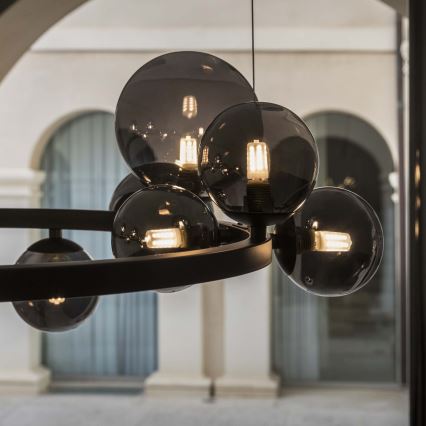 Ideal Lux - Lampadario LED a sospensione su cavo PERLAGE 25xG9/3W/230V 110 cm nero/fumé