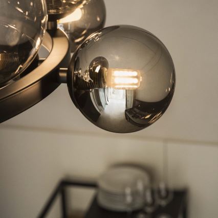 Ideal Lux - Lampadario LED a sospensione su cavo PERLAGE 25xG9/3W/230V 110 cm nero/fumé