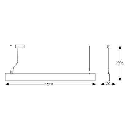 Ideal Lux - Lampadario LED a sospensione su cavo STEEL LED/29W/230V 4000K CRI 90 120 cm nero