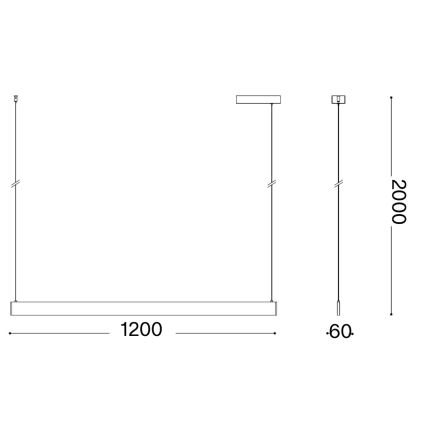 Ideal Lux - Lampadario LED sospeso con cavo DESK WIDE LED/36W/230V CRI 90 120 cm nero