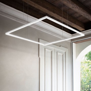 Ideal Lux - Lampadario LED sospeso con cavo ORACLE SLIM, 53W, 230V, 3000K, CRI 90, 90x90 cm, bianco