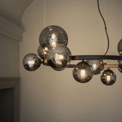 Ideal Lux - Lampadario LED su cavo PERLAGE 11xG9/3W/230V Ø 73 cm nero/nero fumé