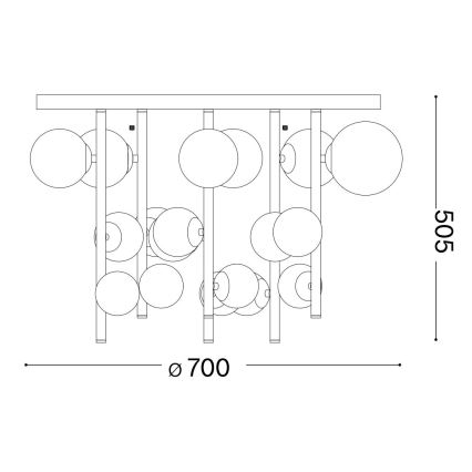 Ideal Lux - Lampadario LED a stelo PERLAGE 18xG9/3W/230V Ø 70 cm nero/nero fumé