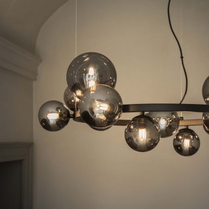 Ideal Lux - Lampadario LED a sospensione su cavi PERLAGE 30xG9/3W/230V 143 cm nero/nero fumé