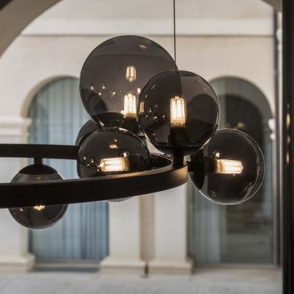 Ideal Lux - Lampadario LED a sospensione su cavi PERLAGE 30xG9/3W/230V 143 cm nero/nero fumé