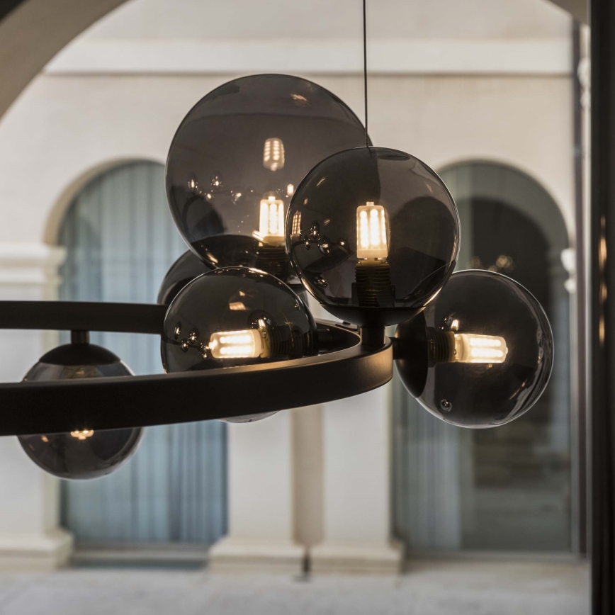 Ideal Lux - Lampadario LED a sospensione su cavi PERLAGE 30xG9/3W/230V 143 cm nero/nero fumé