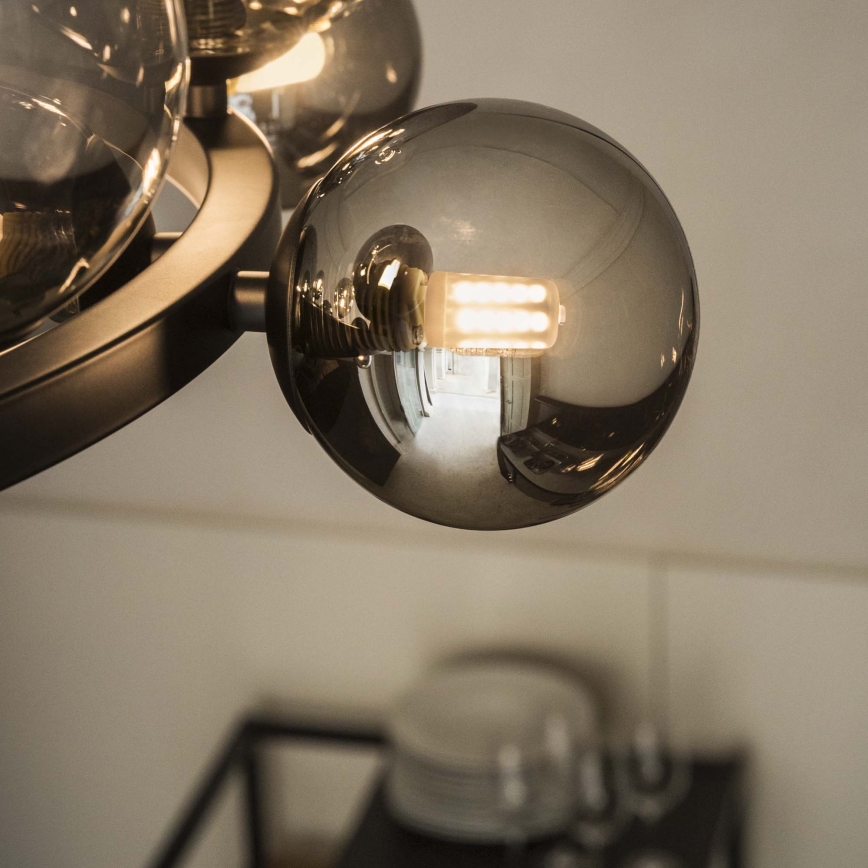 Ideal Lux - Lampadario LED a sospensione su cavi PERLAGE 30xG9/3W/230V 143 cm nero/nero fumé