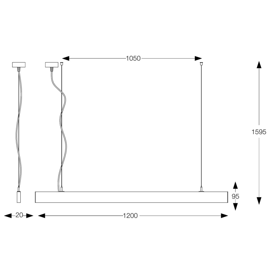 Ideal Lux - Lampadario sospeso a cavo LINUS LED/32W/230V 3000K CRI 90 120 cm nero