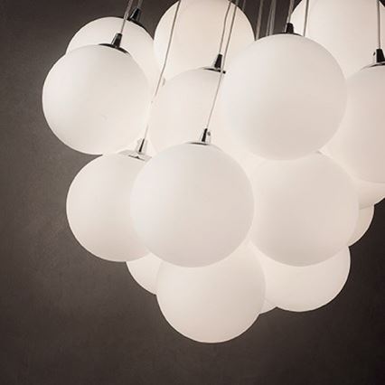 Ideal Lux - Lampadario sospeso con cavi MAPA, 11xE14/40W/230V, diam. 58 cm, bianco